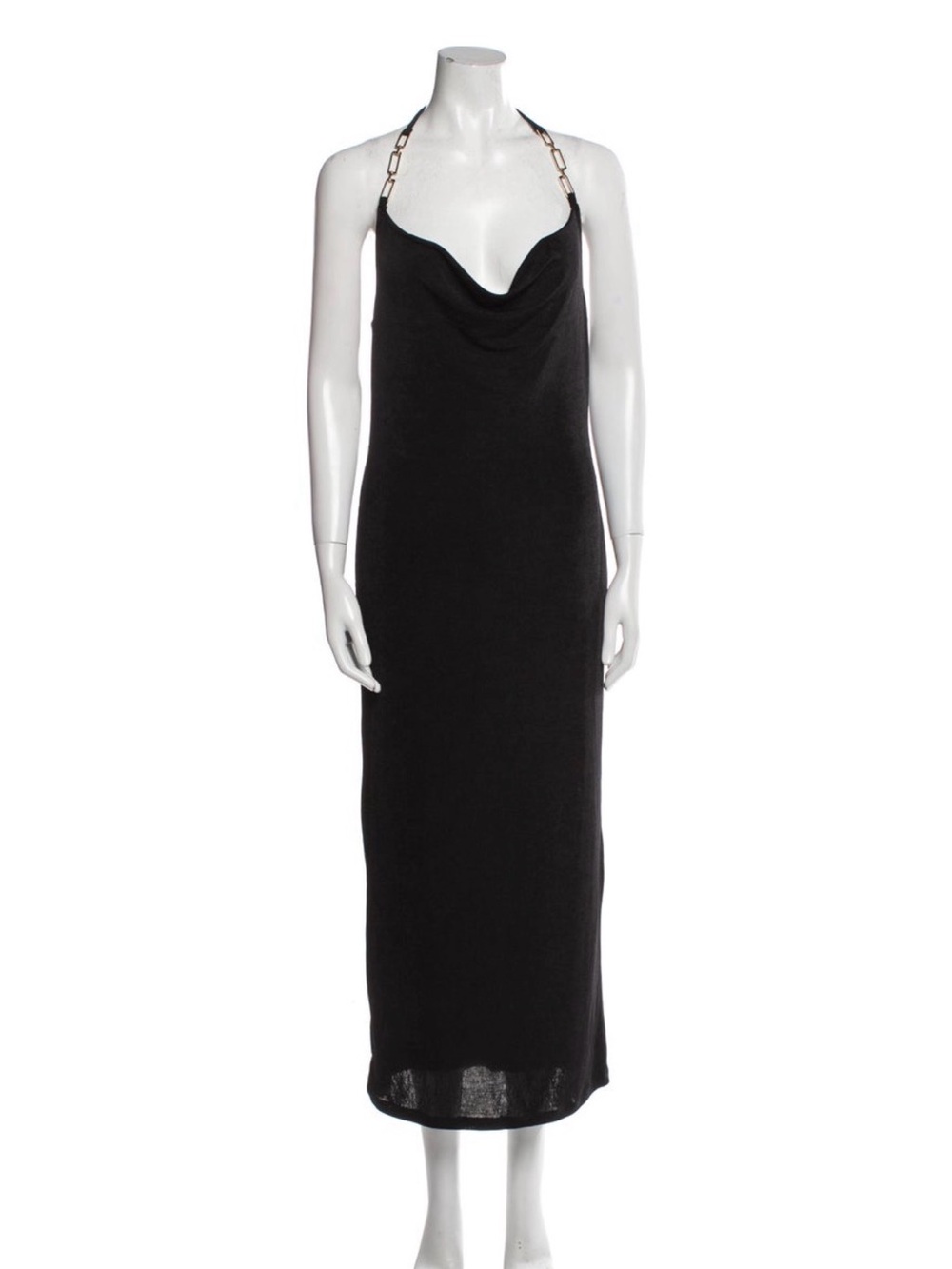 MISHA COLLECTION Black Halter-Chain Maxi Dress